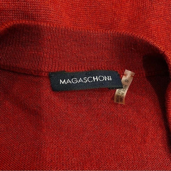 Magaschoni | Silk Cashmere Long Cardigan Maroon Button Front Size Small - Picture 4 of 7